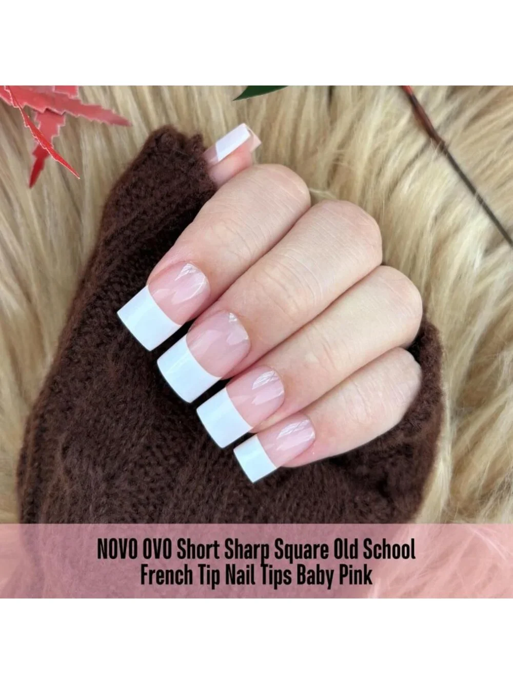 Baby Pink Retro French Tip Press-On Nails - 240 Pcs, DIY Soft Gel Full Cover